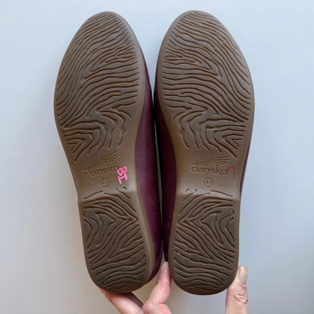 Dansko Lace Glazed Kid Leather Suede Wine Comfort Loafers Shoes eu 41 US 10 - Picture 7 of 9